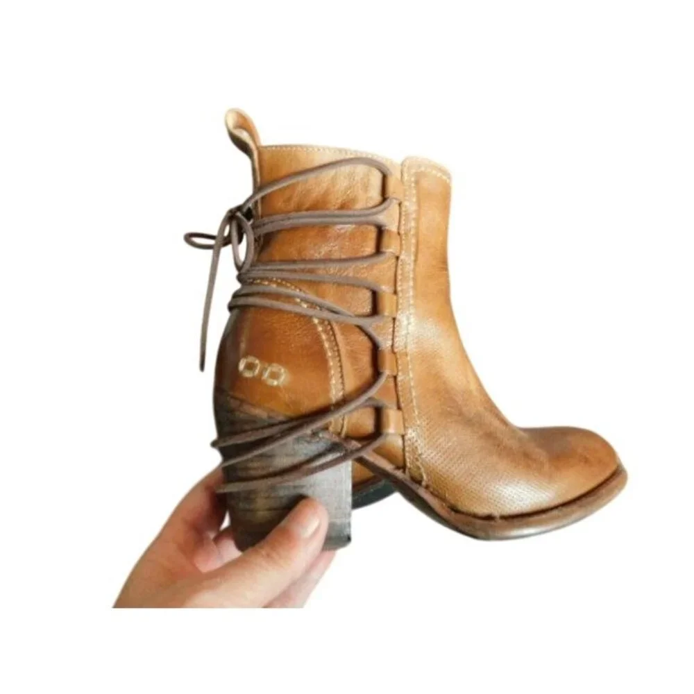 Bed Stu Size 7.5 Organic Tanned Full leather Brown Boho Ankle Boots - Picture 6 of 7